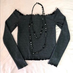 Of the shoulder fitted crop top